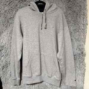 Champion Mens Hoodie Sweatshirt Pullover Gray Logo Casual Activewear